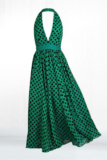 Jazzie Halter Tie Polka Dot Dress