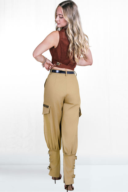 Jordan Cropped Faux Suede and Leather Zipper Vest