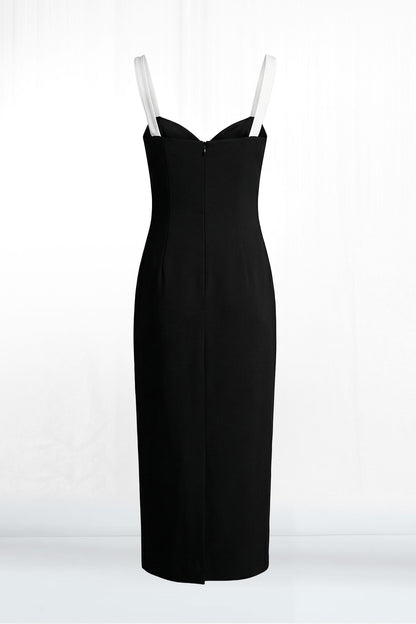 Kari Two Tone Slit Back Midi Strappy Dress