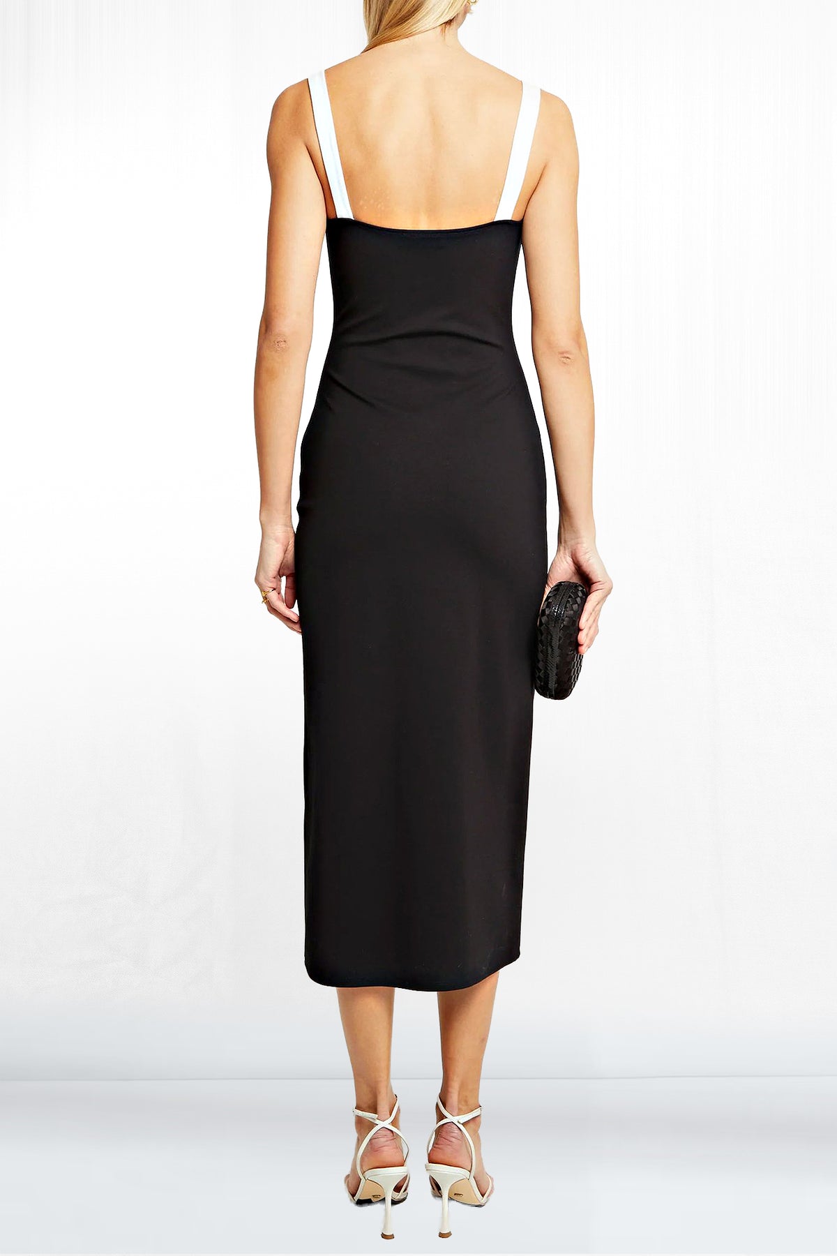 Kari Two Tone Slit Back Midi Strappy Dress