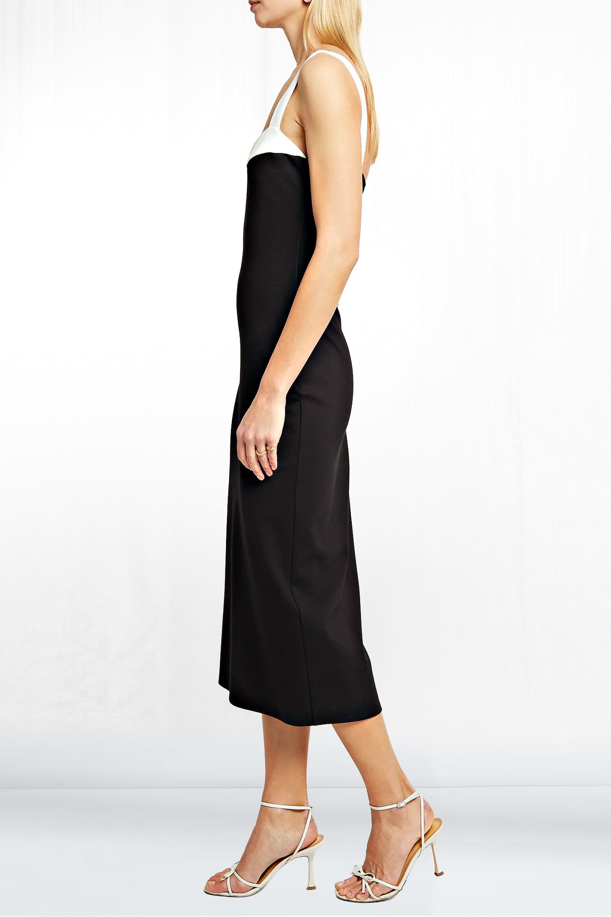 Kari Two Tone Slit Back Midi Strappy Dress