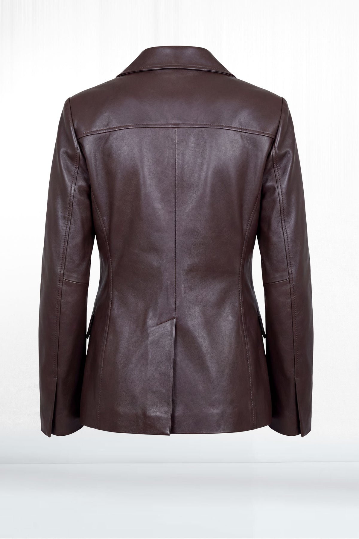 Kelsey Two Button Wide Lapel Leather Blazer