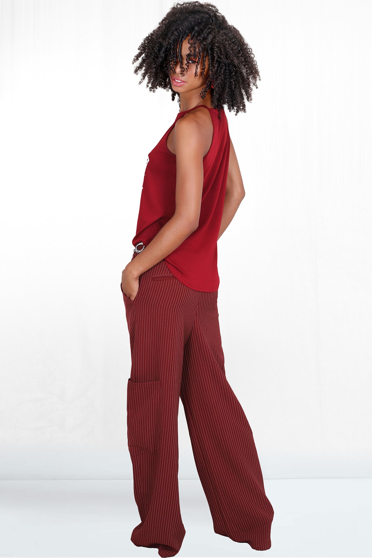Logan Red Pinstripe Cargo Pant