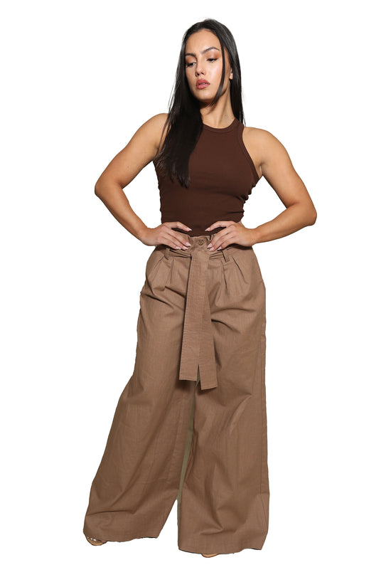 Mocha Belted Waist Pant