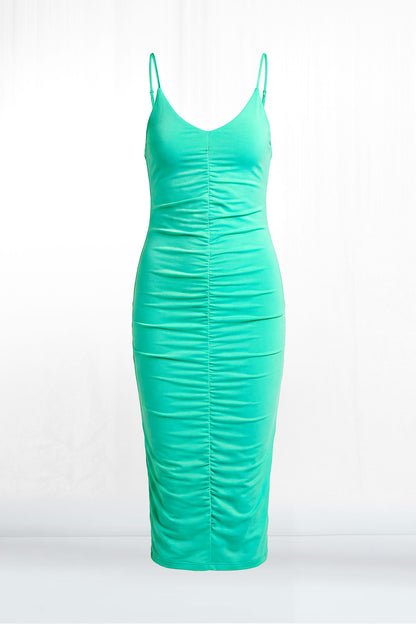 Melina Criss Cross Spaghetti Strap Bodycon Midi Dress