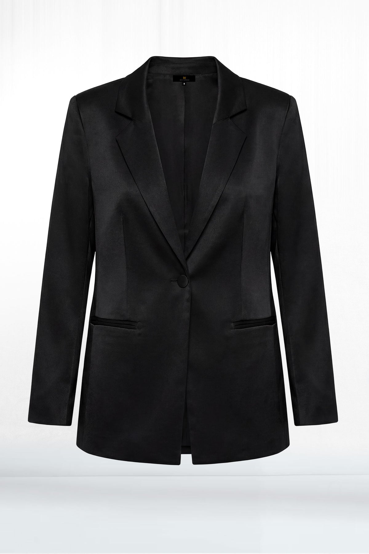 Natalia Black Two Button Straight Fit Textured Blazer