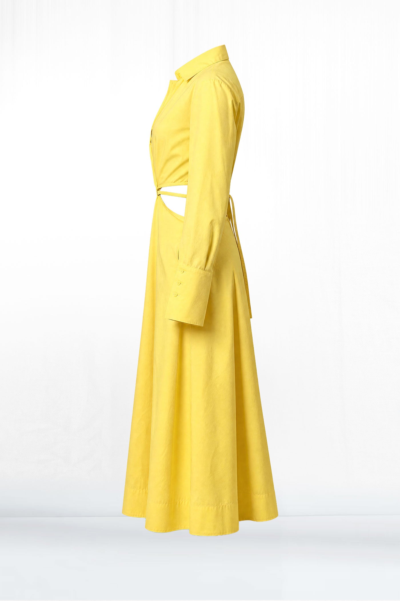 Peacock Yello Long Sleeve Side Cutout Dress