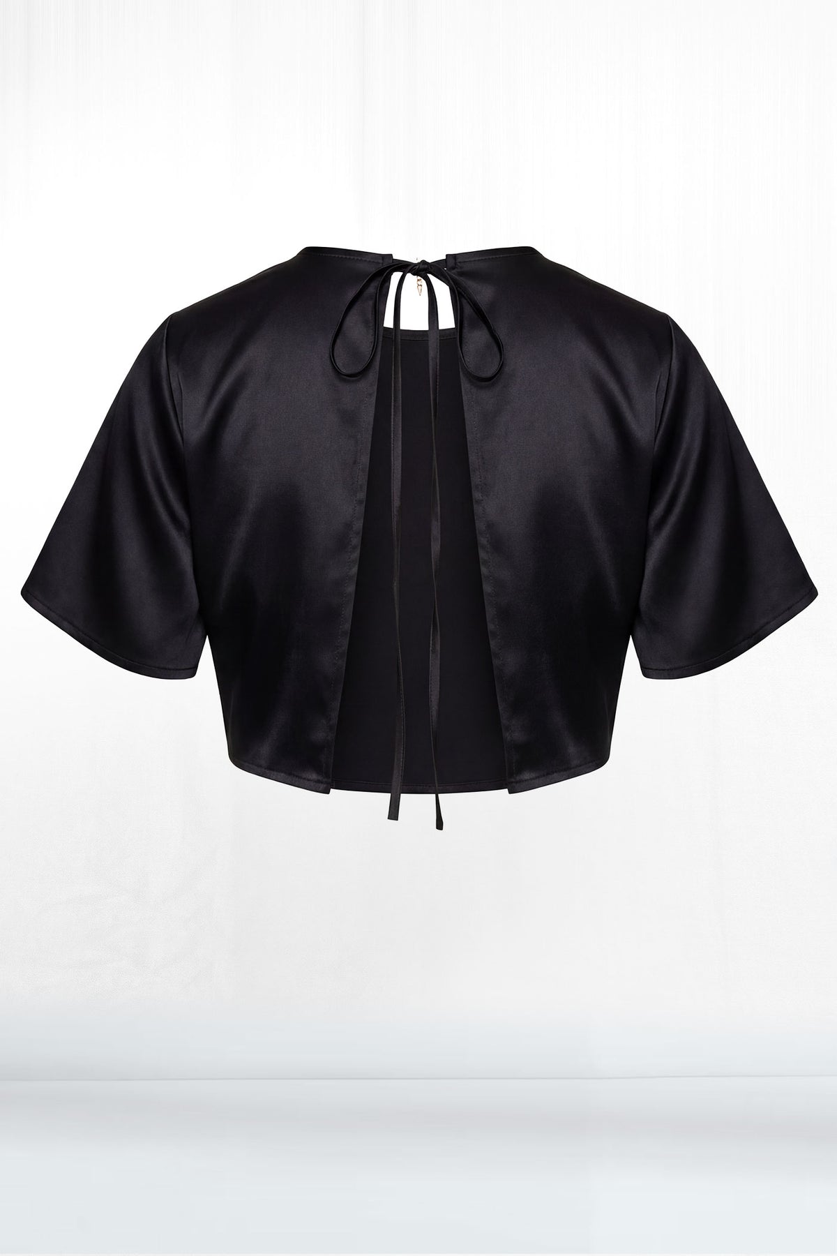 Poppy Short Sleeve Tie Back Seemless Silky Crop Top