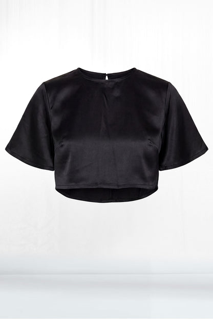 Poppy Short Sleeve Tie Back Seemless Silky Crop Top