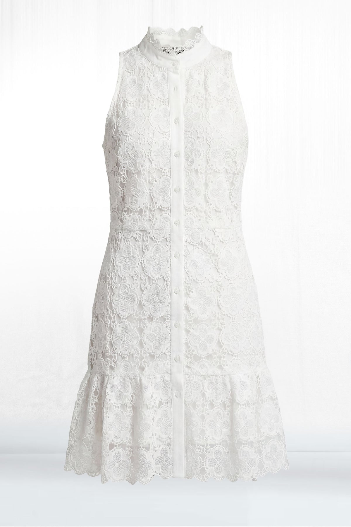 Regan Sleeveless High Collar Crochet A-Line Mini Dress