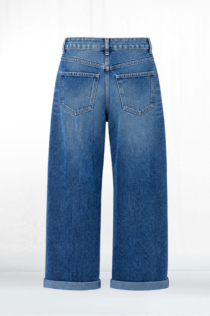 Relaxed Fit Low Rise Rolled Jeans