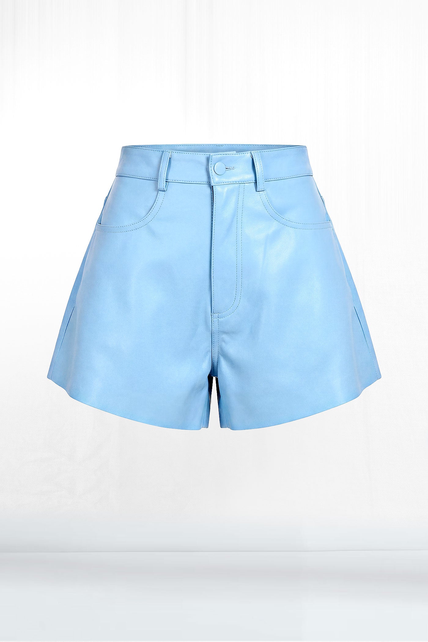 Larson Plush Faux Leather No Hem Pocket Shorts