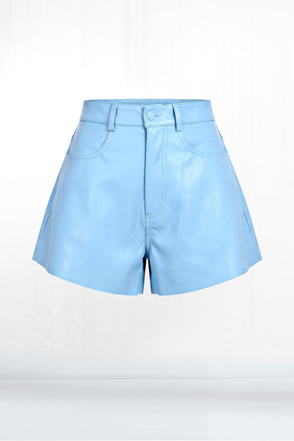 Larson Plush Faux Leather No Hem Pocket Shorts