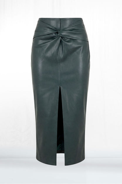 Rhonda Twist Knot Waist Faux-leather Skirt