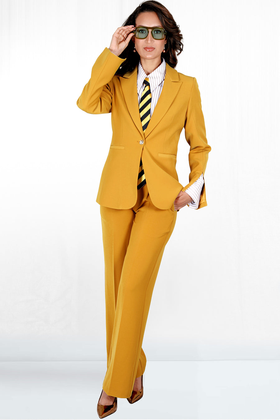 Rosali One Button Slim Fit Slit Sleeve Blazer