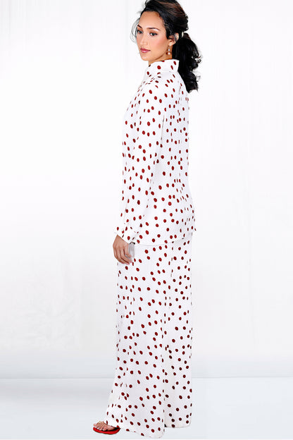 Sloan Long Sleeve Button Down Pajama Inspired Top