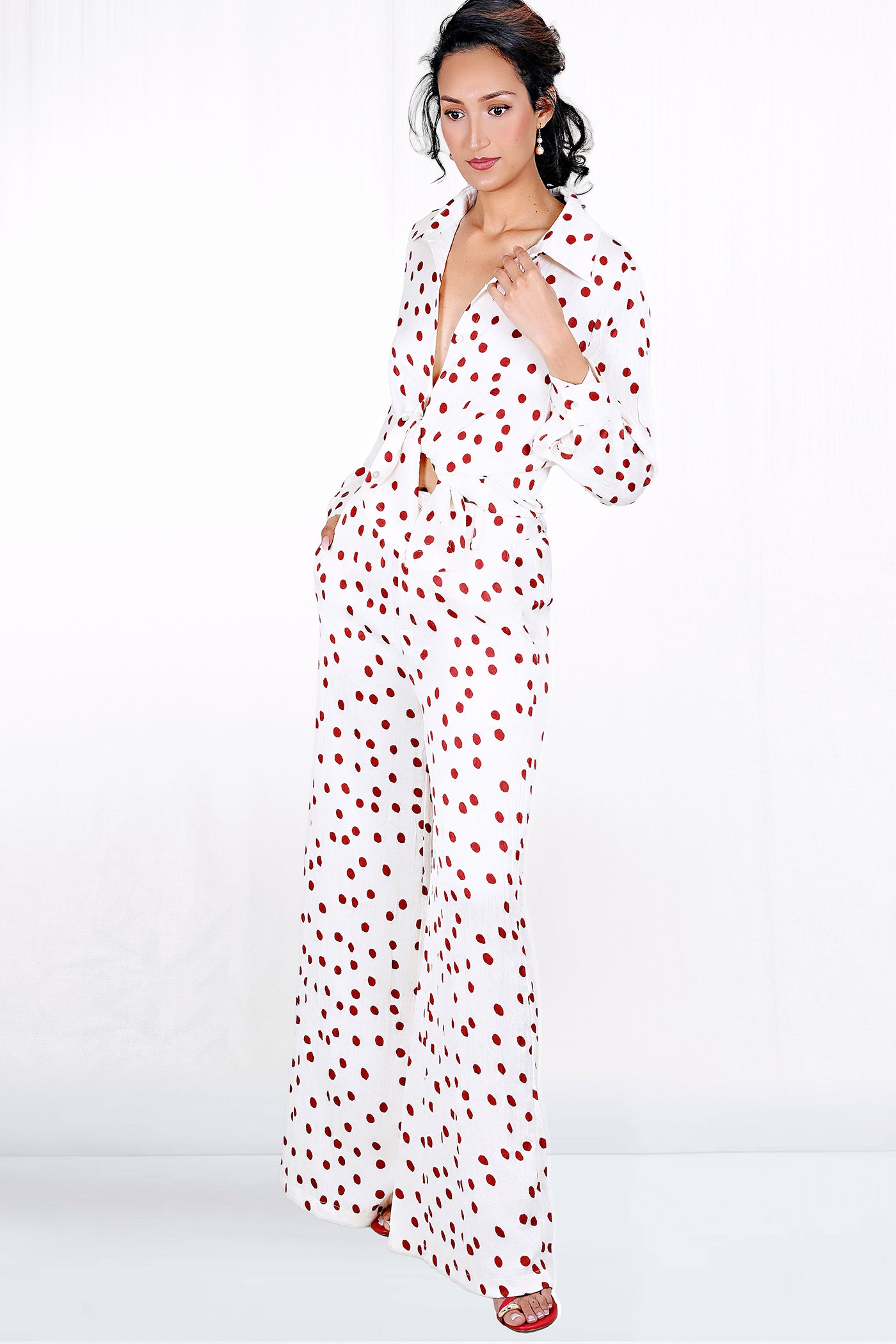 Sloan Long Sleeve Button Down Pajama Inspired Top