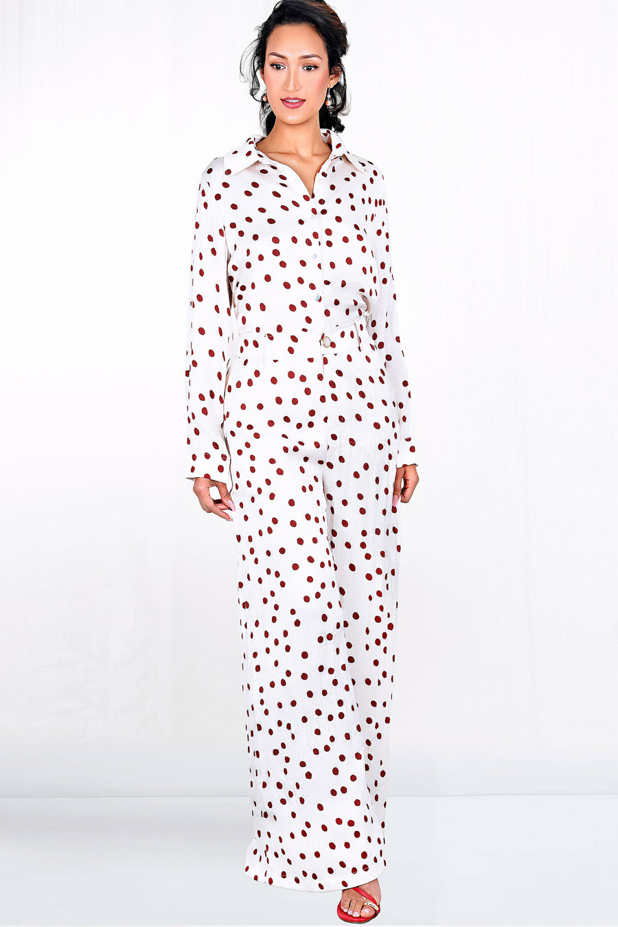 Sloan Long Sleeve Button Down Pajama Inspired Top