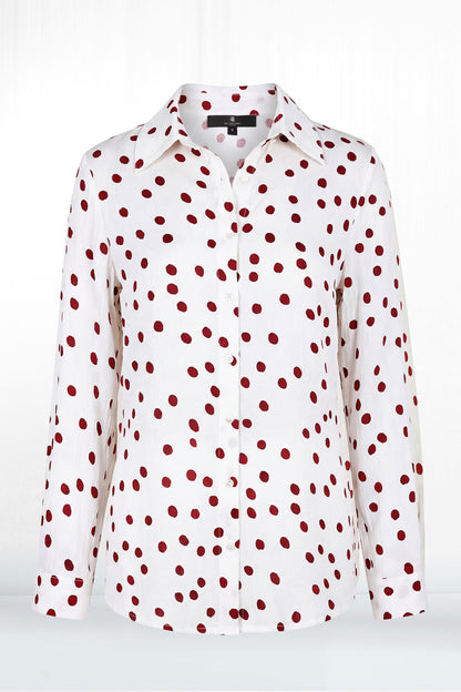 Sloan Long Sleeve Button Down Pajama Inspired Top