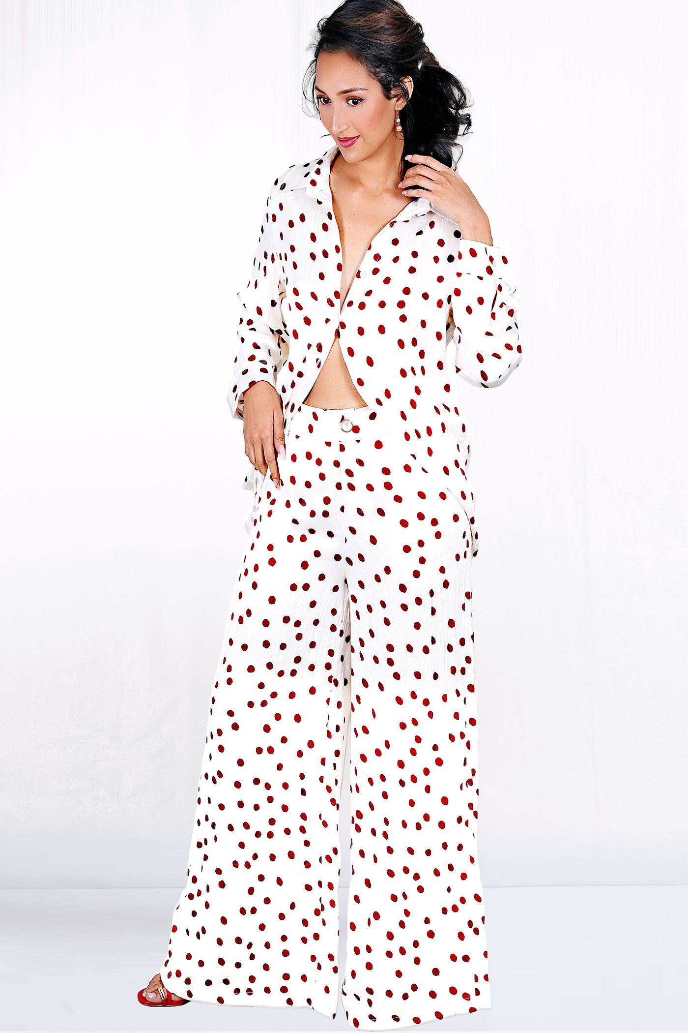 Sloan Long Sleeve Button Down Pajama Inspired Top