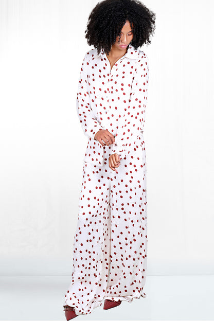 Sloan Wide Leg Polkadot Pajama Inspired Bottoms