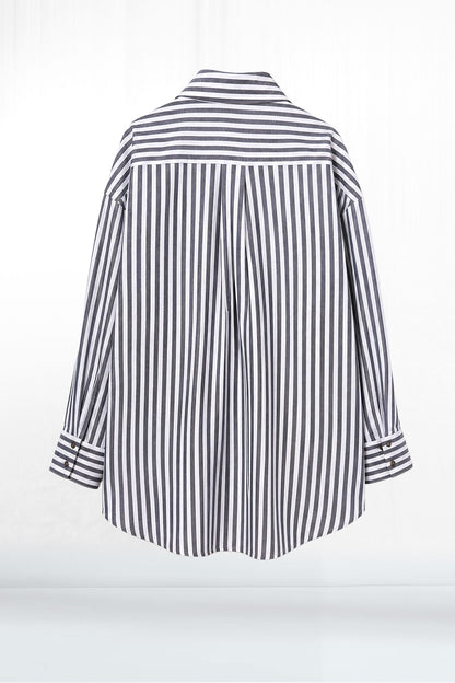 Tegan Oxford Grey Stripe Button Down Shirt