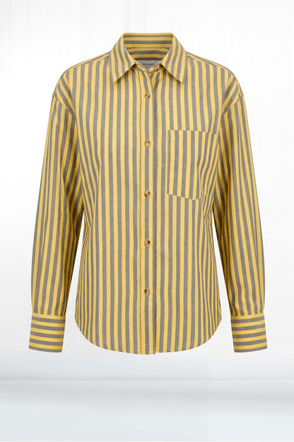 Tegan Oxford Yellow Stripe Button Down Shirt