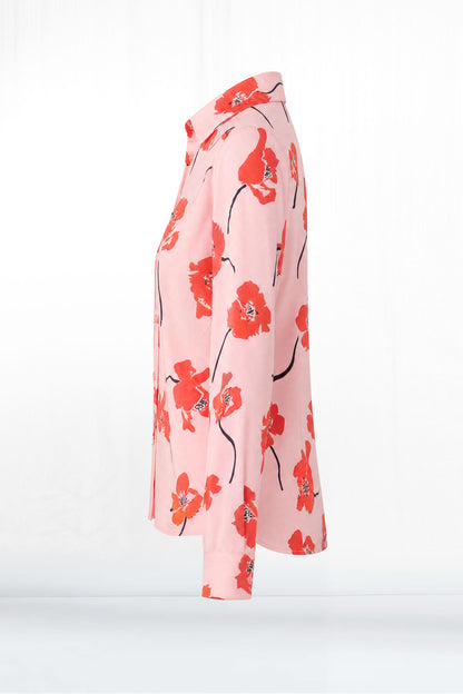 Tessa Pink Peony Long Sleeve Button Down Blouse