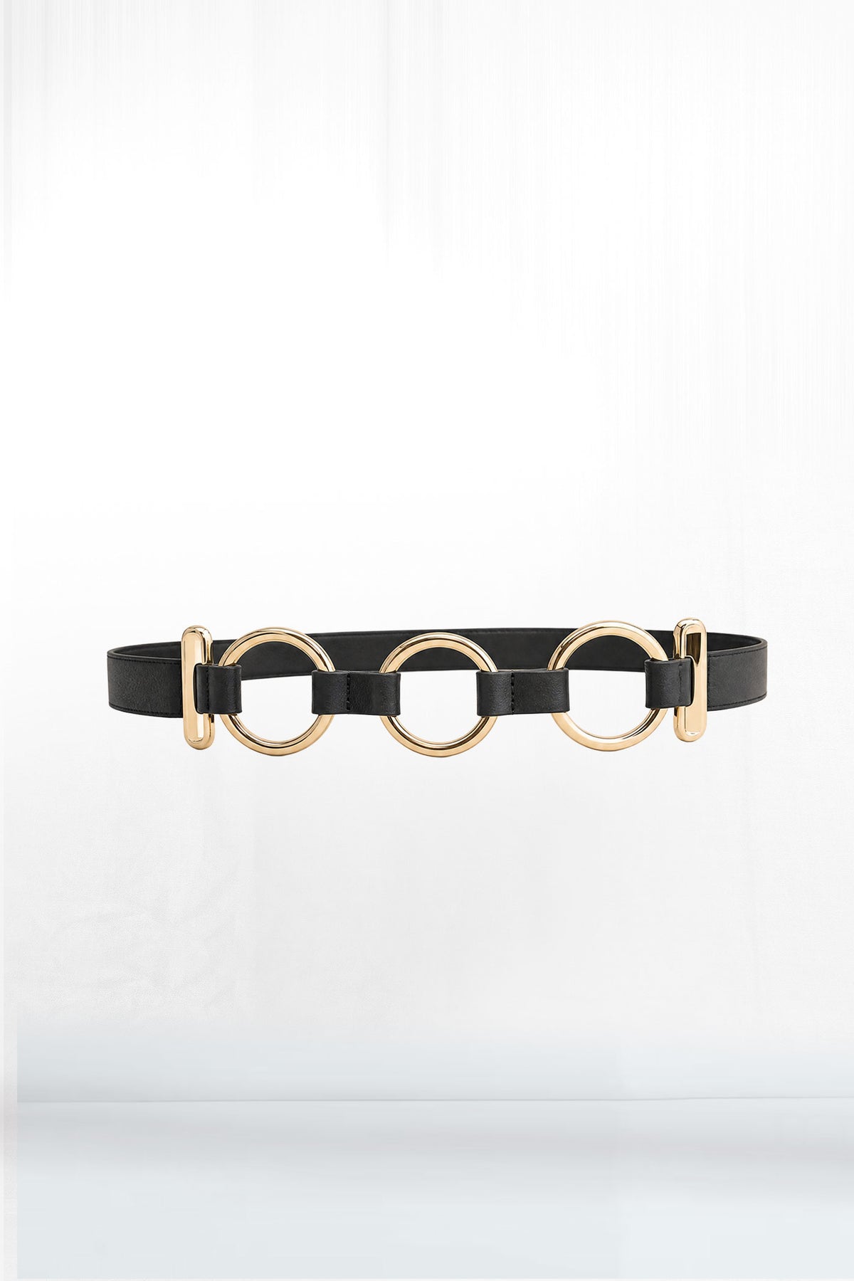 Three Ring Gold Loop Leather Belt