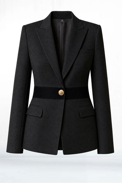 Lex Two Tone Denim Blazer - Black 