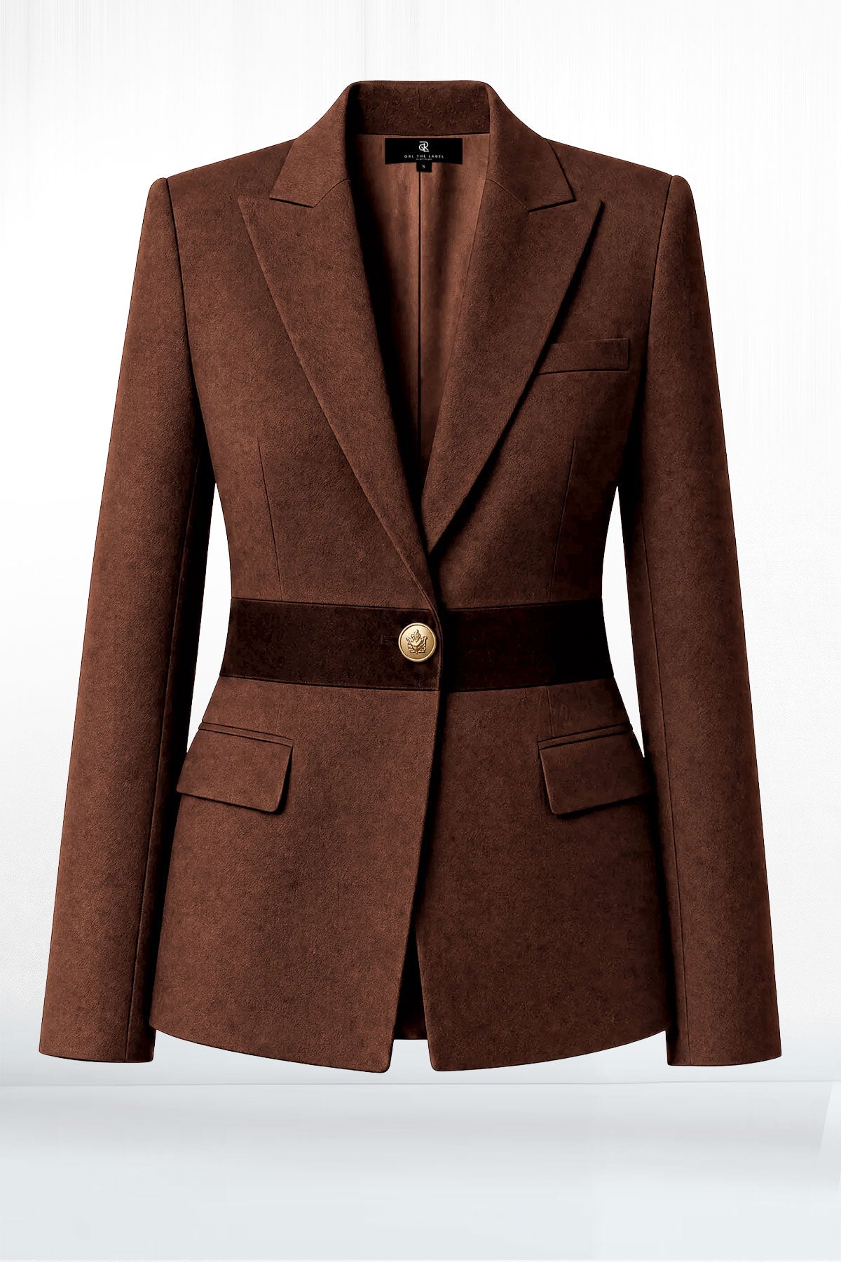 Lex Two Tone Denim Blazer - Brown #color_brown