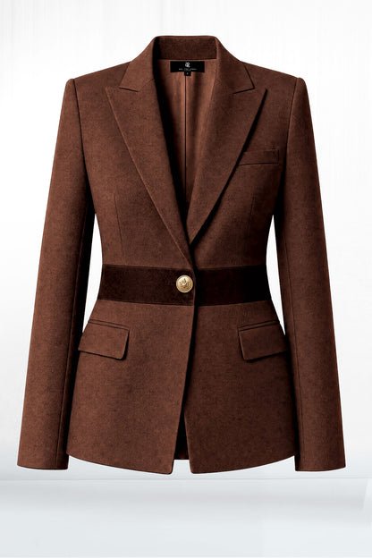 Lex Two Tone Denim Blazer - Brown 
