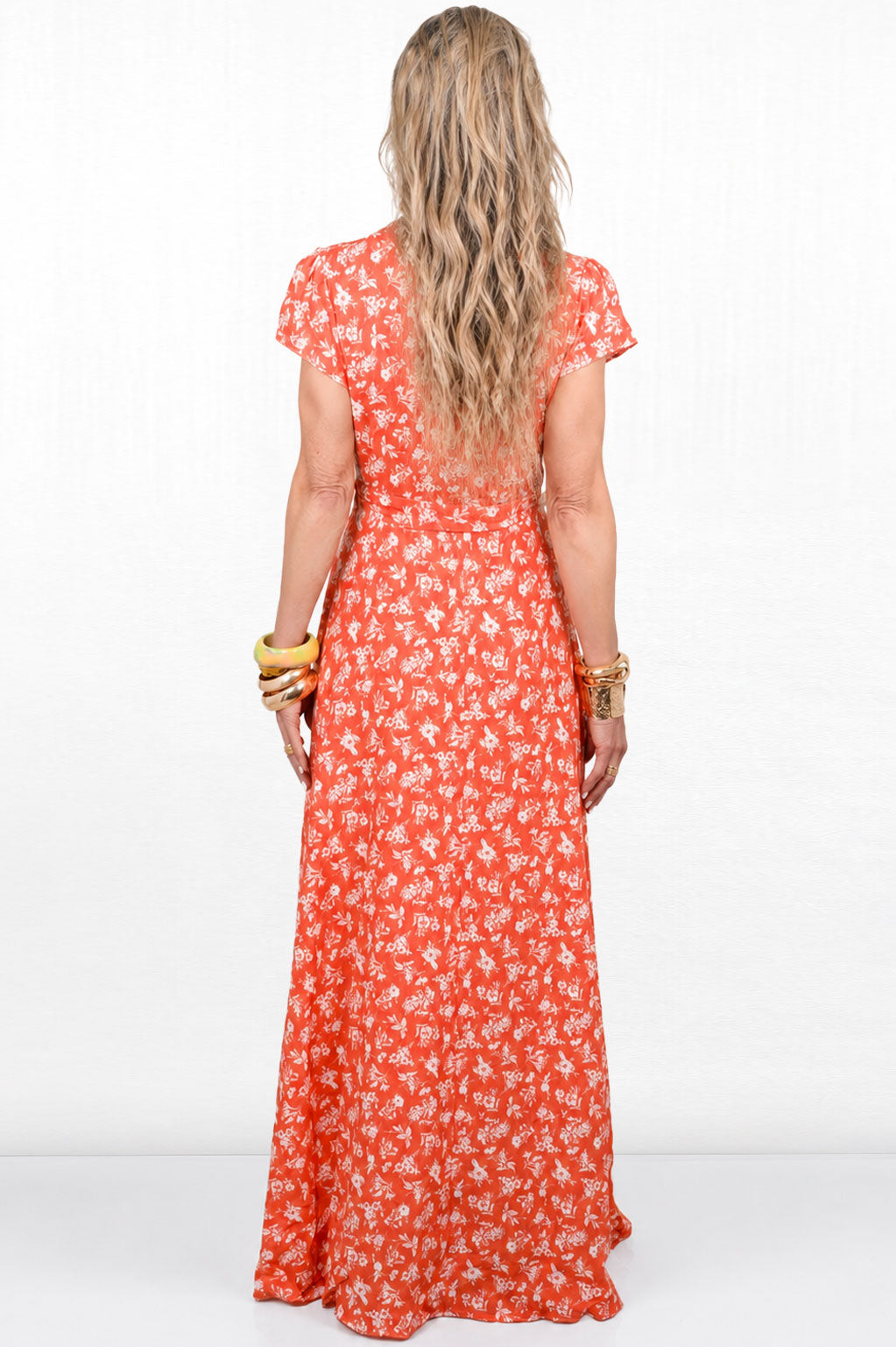 Elsa Short Sleeve Spring Print Maxi Dress