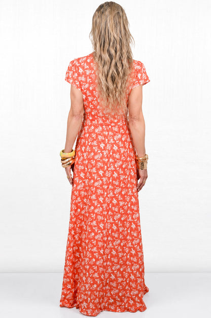 Elsa Short Sleeve Spring Print Maxi Dress