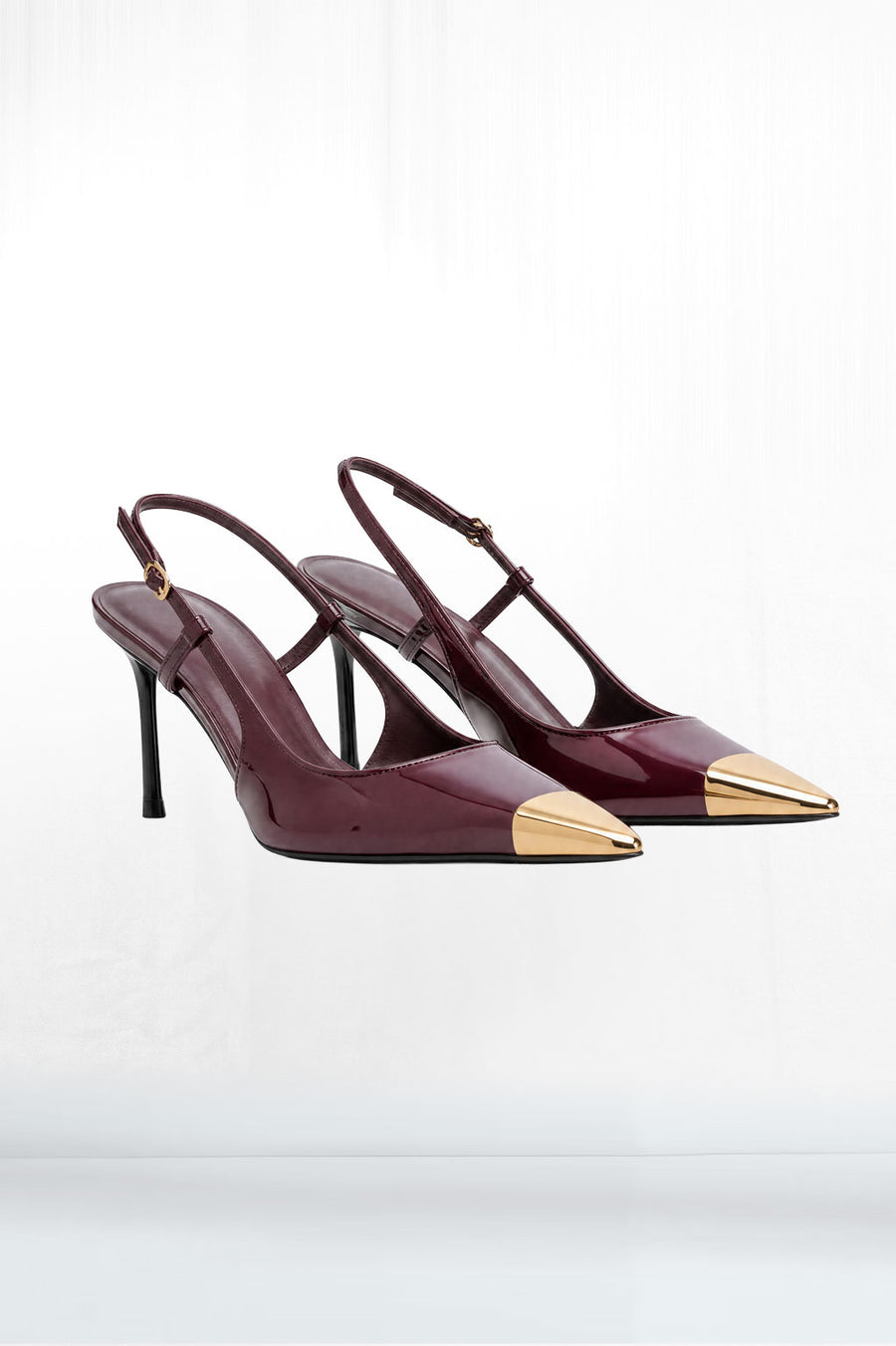 Bordeaux Gilded-Toe Slingback Pump - GRL Society