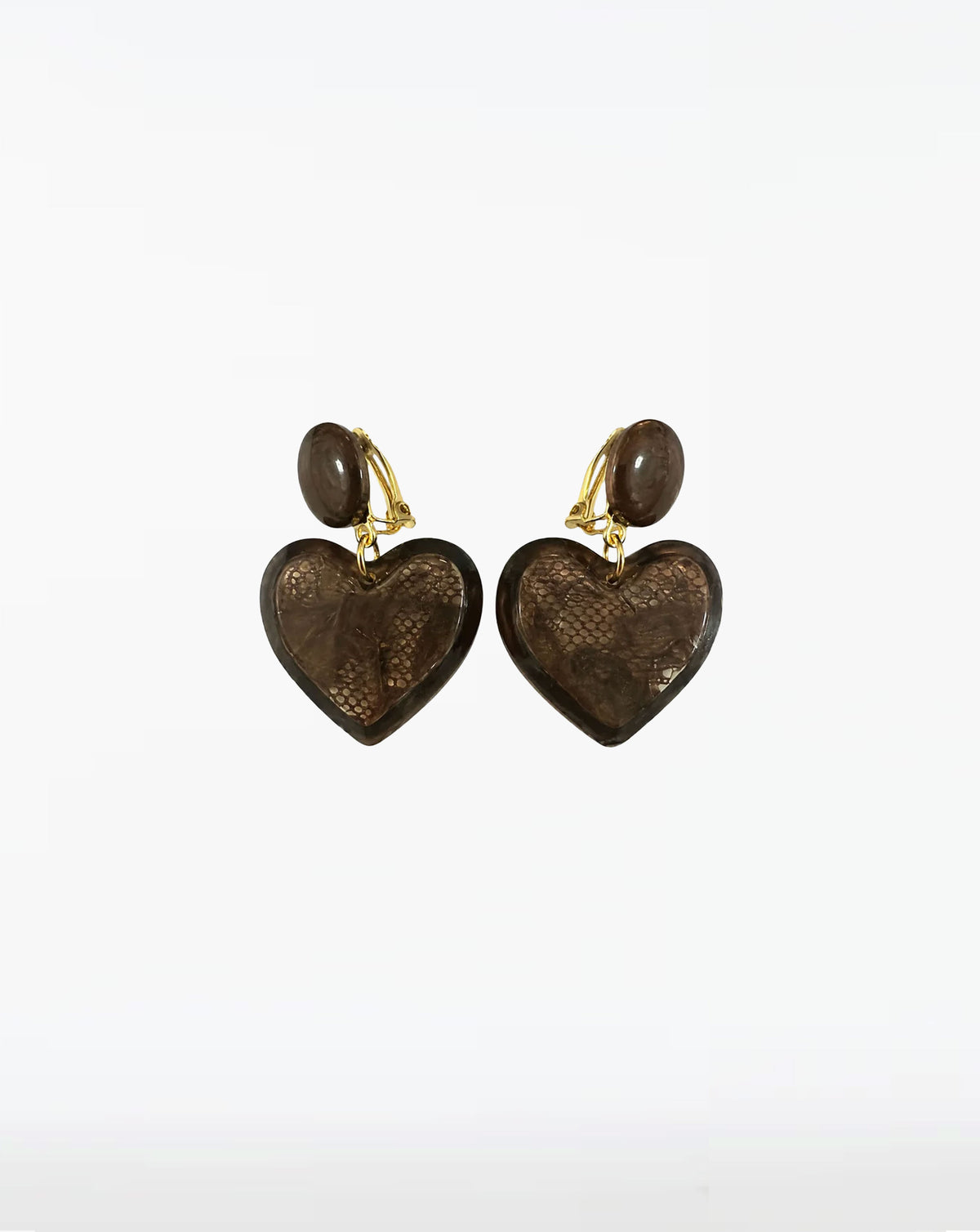 Noir Tortoise Heart Drop Earrings