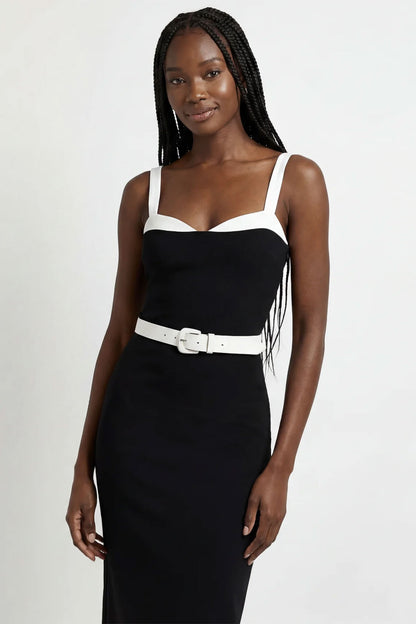 Kari Two Tone Slit Back Midi Strappy Dress