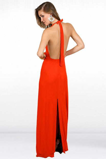 Sophia Halter Tie Back Flowy Maxi Dress