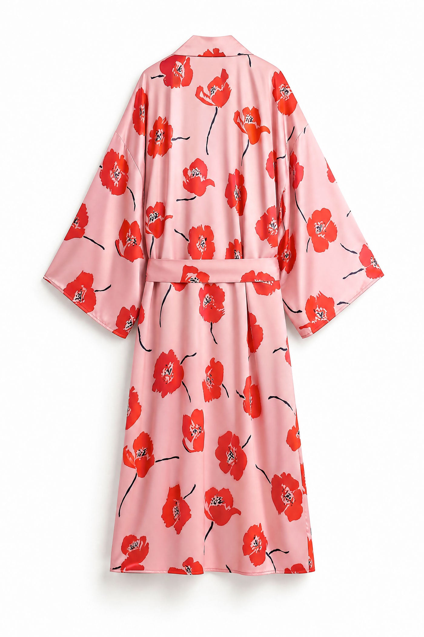 Tessa Pink Peony Print Wide Sleeve Midi Duster