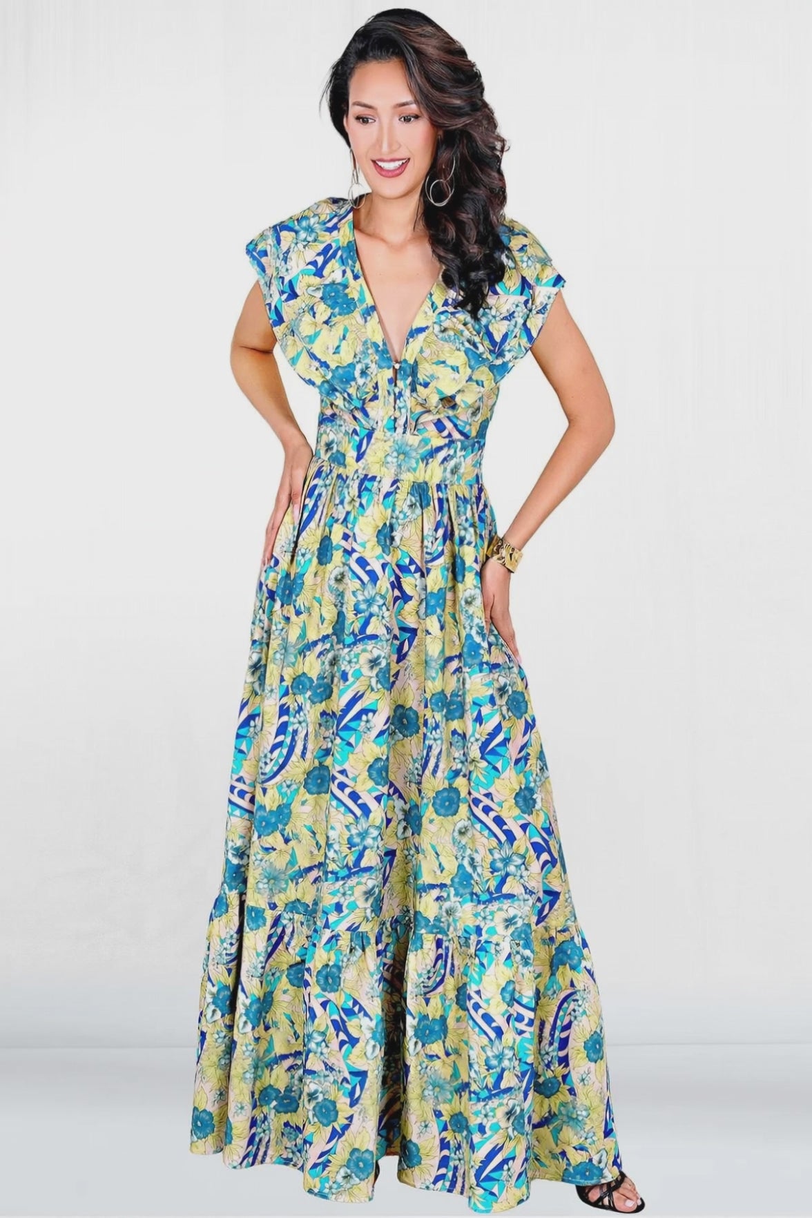 Daytona Double Ruffle Cinch Waist Dress