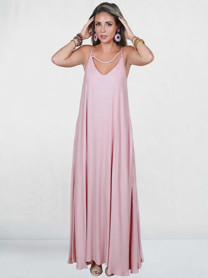 Mia Strappy Cross Bar Flowy Maxi Dress