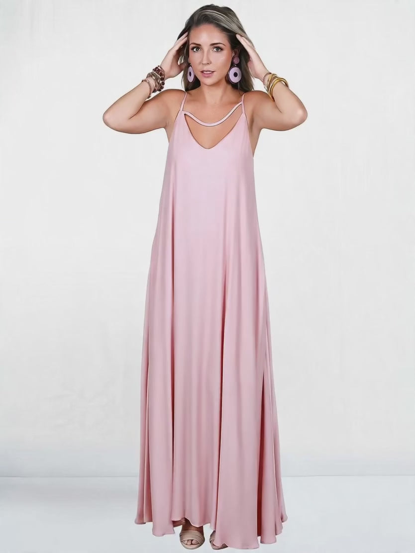 Mia Strappy Cross Bar Flowy Maxi Dress