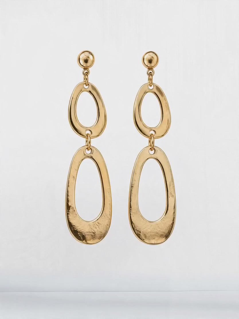 Aztech Double Oval Drop Earrings