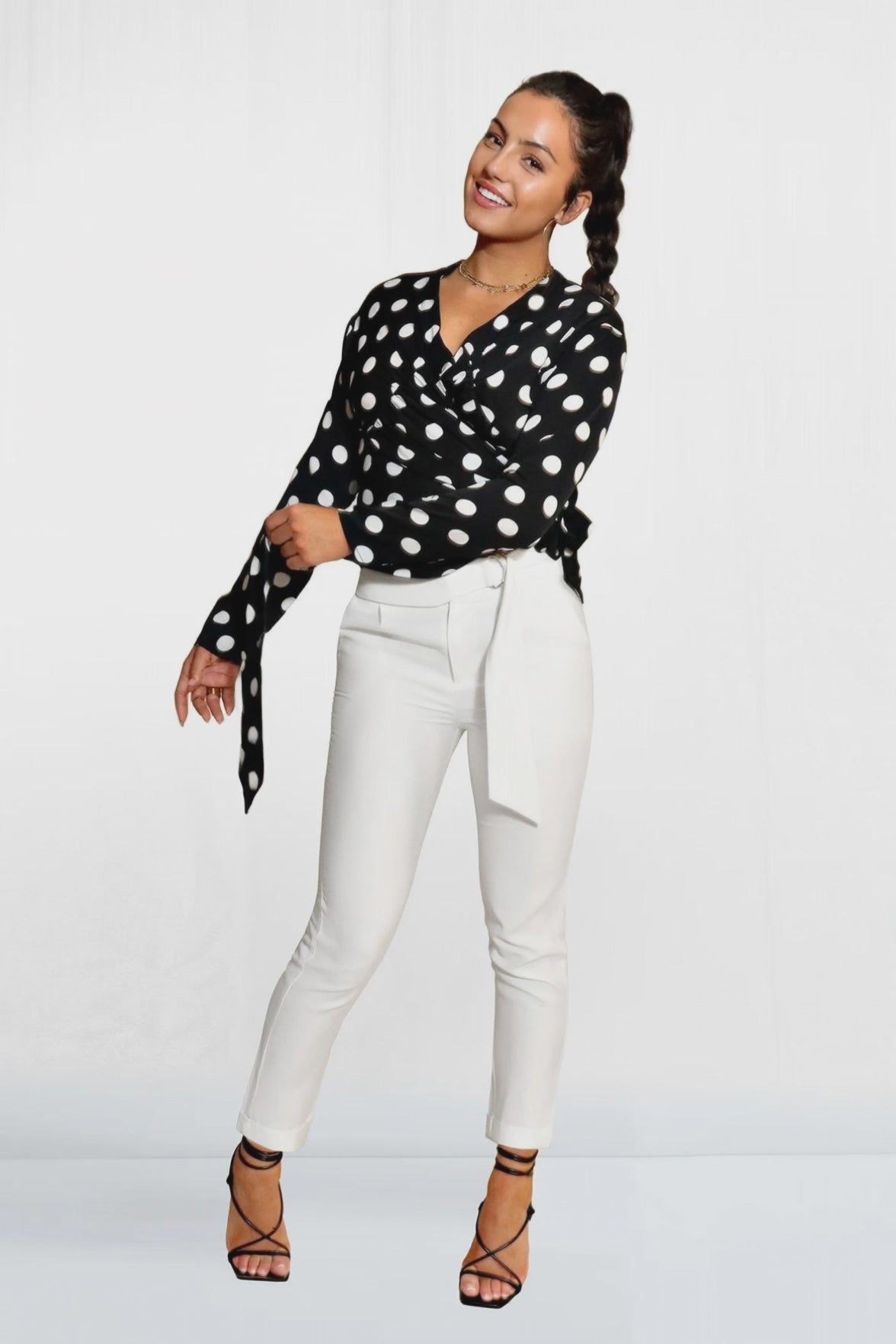 Piper Slim Fit Flat Front Belted Cotton Blend Pants