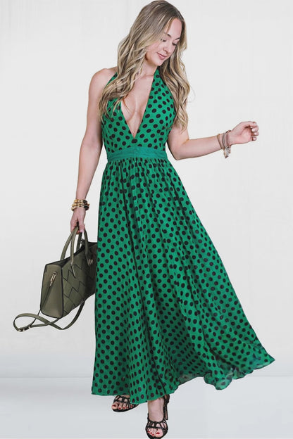 Jazzie Halter Tie Polka Dot Dress