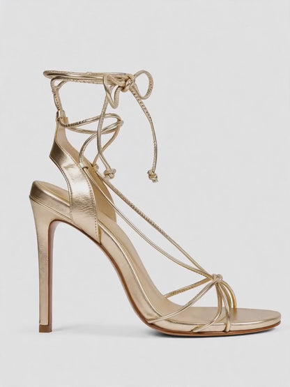 Gold Strappy Open Toe Shoe