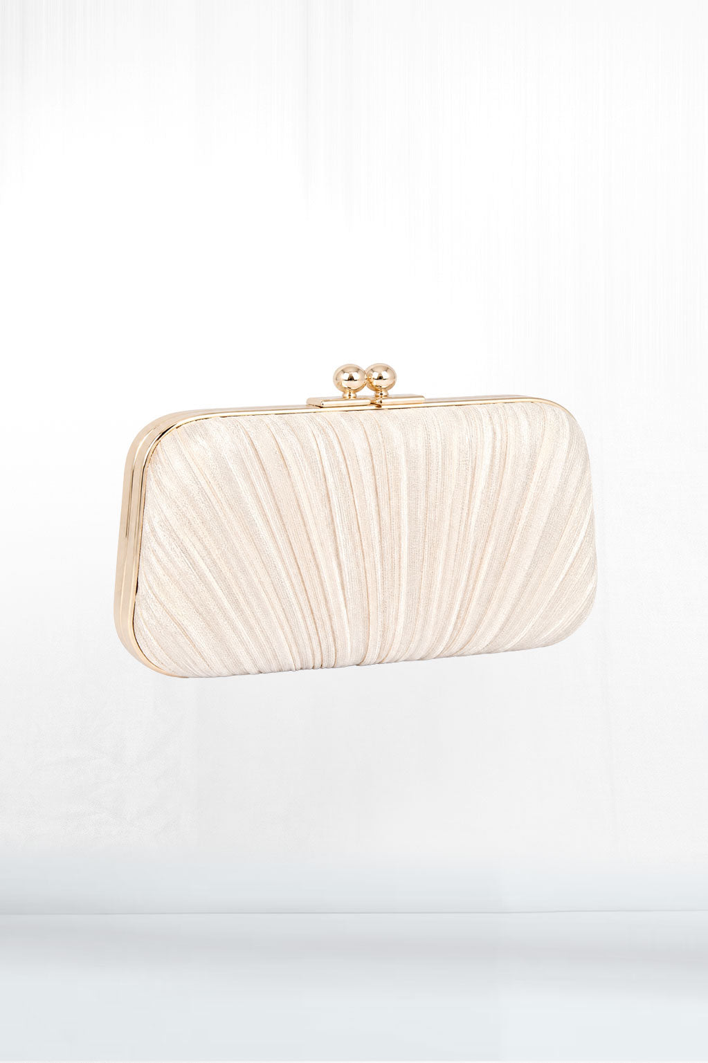 Champagne Pleated Minaudière Clutch - GRL Society