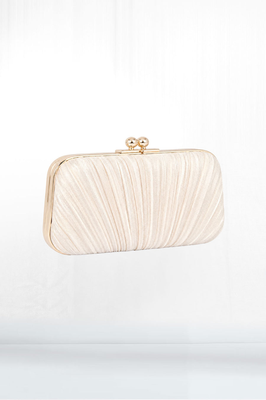 Champagne Pleated Minaudière Clutch - GRL Society