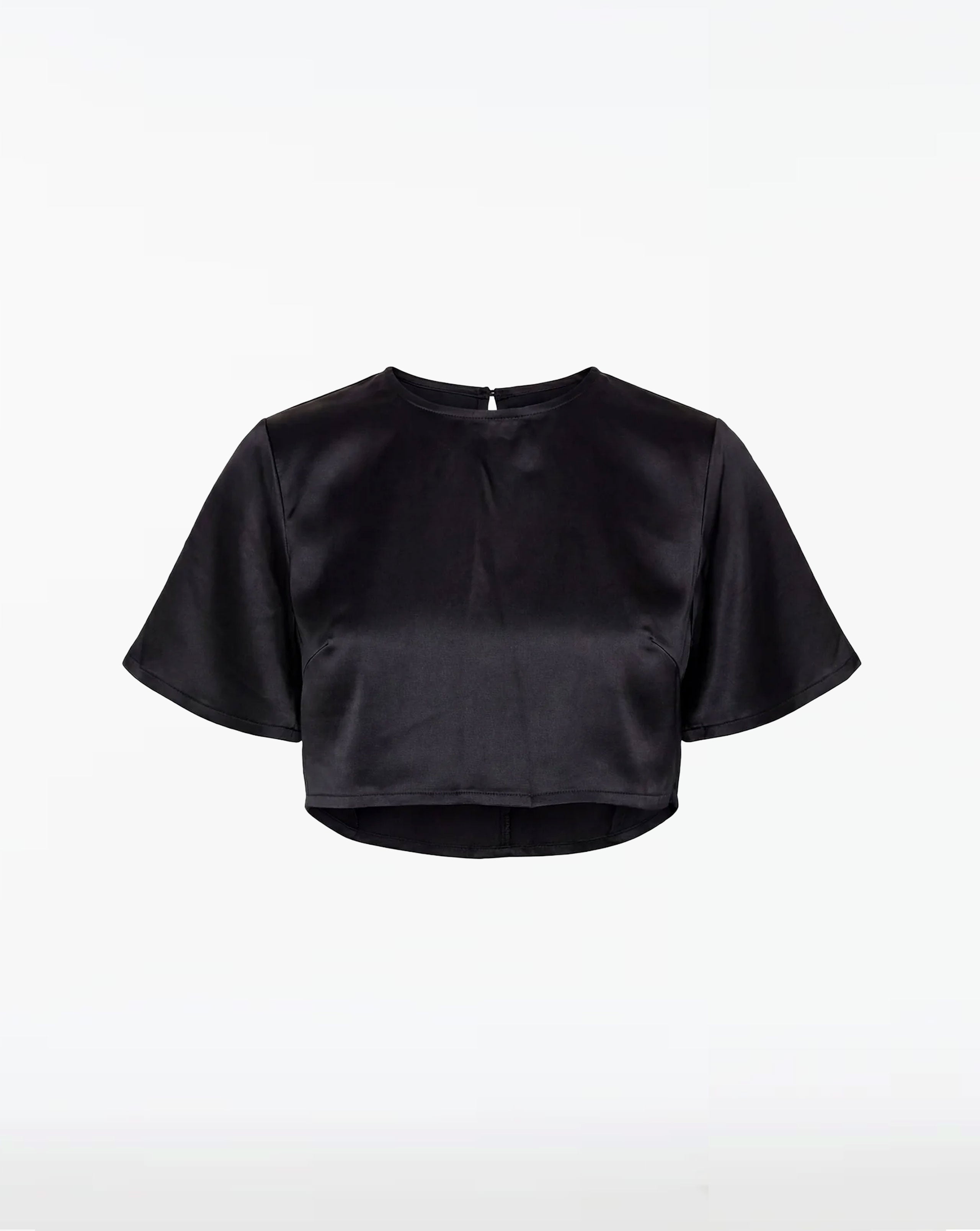 Poppy Short Sleeve Tie Back Seemless Silky Crop Top