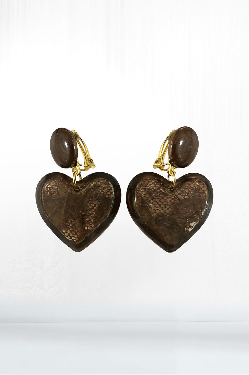Noir Tortoise Heart Drop Earrings